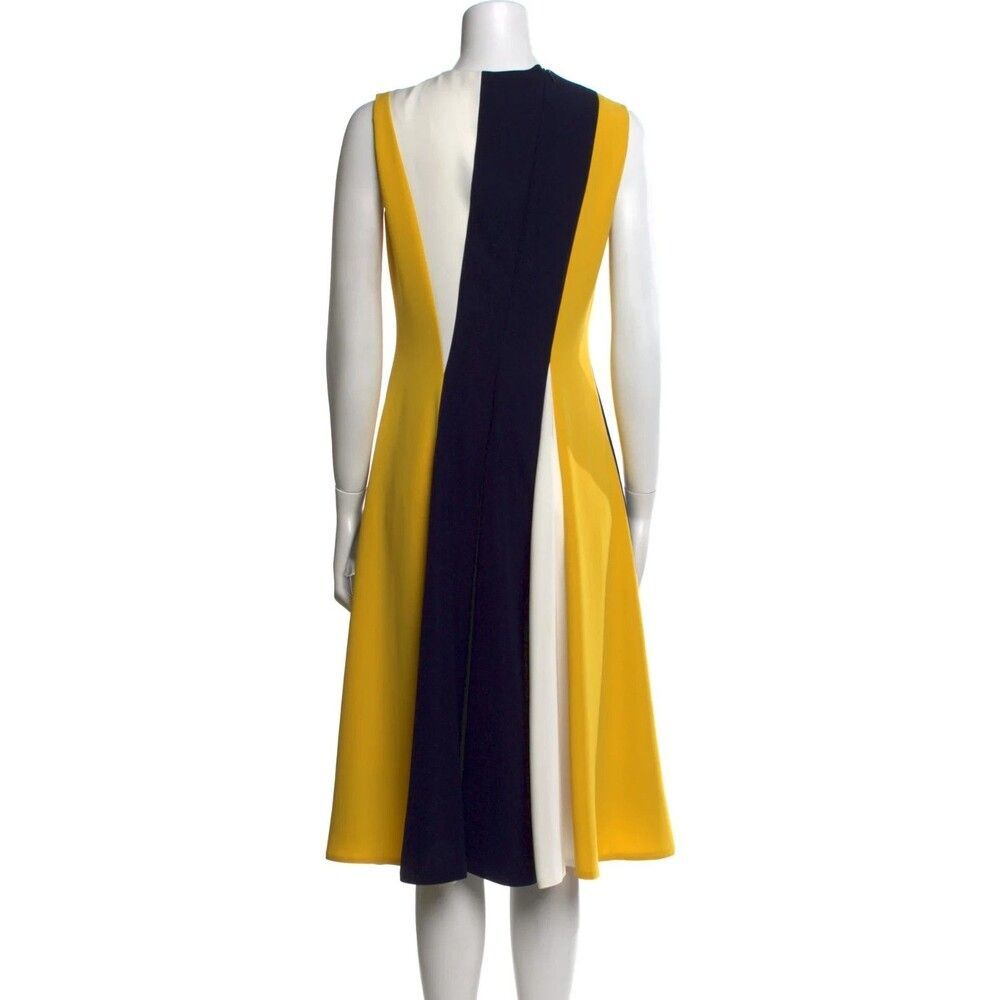 NWT. CH Carolina Herrera Colorblock Sleeveless A Line Midi Dress Sz 0 yellow - Picture 7 of 11
